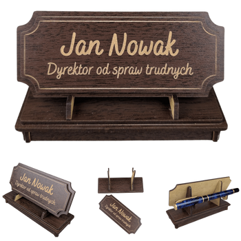 Tabliczka na biurko  - Personalizowana - "Znak Jarla" Wenge