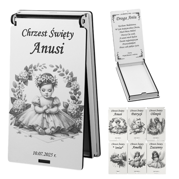 Pudełko personalizowane na pieniądze z okazji Chrztu Świętego dla dziewczynki - różne wzory