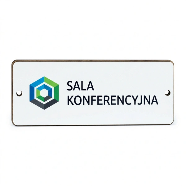 Biała Tabliczka na Drzwi Biurowe z Twoim Napisem – Gabinet, Sala Konferencyjna 20x8 cm