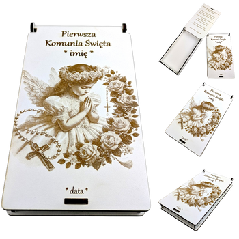 Pudełko personalizowane na Pierwszą Komunię Świętą na pieniądze Dziewczynka