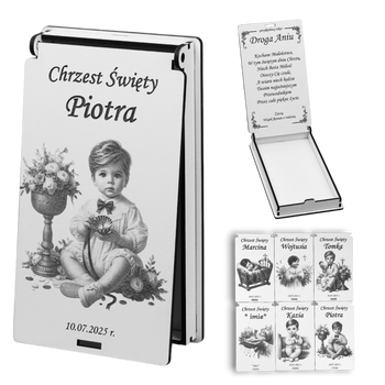 Pudełko personalizowane na pieniądze z okazji Chrztu Świętego dla chłopczyka - różne wzory