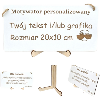 Tabliczka grawer "Motywator" - 10x20 cm - Biała na prezent z gratisem