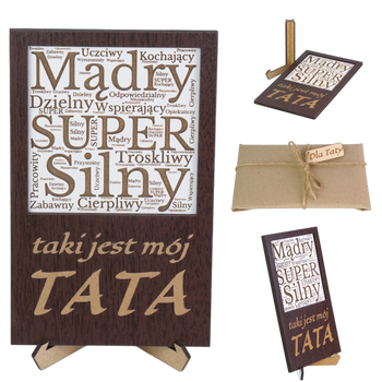 Tabliczka dla Taty ze stojakiem - Wenge/Biała - Personalizowana
