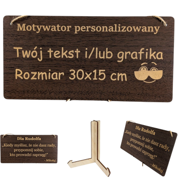 Tabliczka grawer "Motywator" - 30x15 cm - Wenge na prezent z gratisem