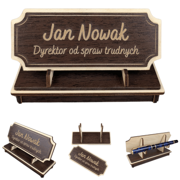Tabliczka na biurko  - Personalizowana - "Znak Jarla" Wenge/Naturalny