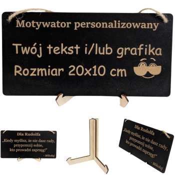 Tabliczka grawer "Motywator" - 10x20 cm - Czarna na prezent z gratisem