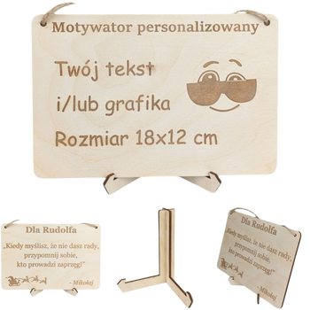 Tabliczka grawer "Motywator" - 18x12 cm - Drewniana na prezent z gratisem