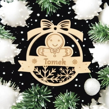 Bombka drewniania - Ciasteczno - z twoim imieniem (grawer/personalizacja)
