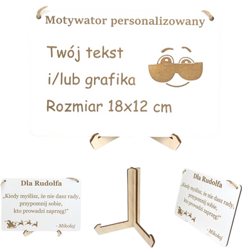 Tabliczka grawer "Motywator" - 18x12 cm - Biała na prezent z gratisem