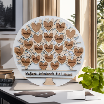  Białe Drewniane Drzewo Rodzinnie z dedykacją