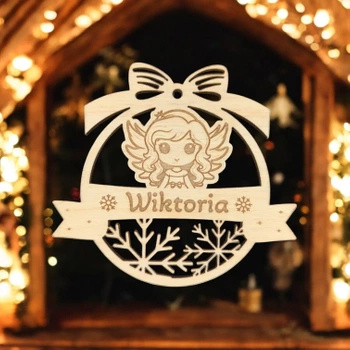 Bombka drewniania - Aniołek - z twoim imieniem (grawer/personalizacja)