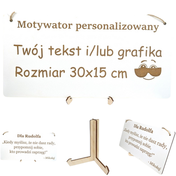 Tabliczka grawer "Motywator" - 30x15 cm - Biała na prezent z gratisem