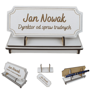 Tabliczka na biurko  - Personalizowana - "Znak Jarla" Biała