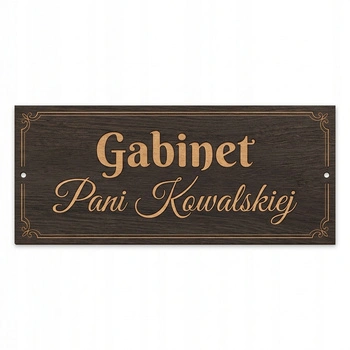 Elegancka tabliczka na drzwi z Twoim imieniem Gabinet Nauczyciela – HDF wenge
