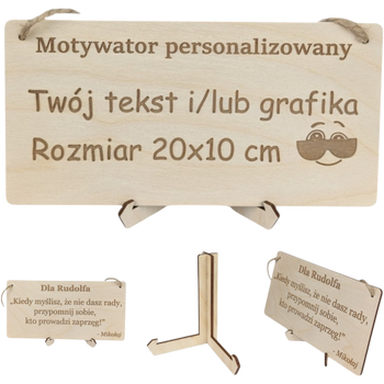 Tabliczka grawer "Motywator" - 10x20 cm - drewniana na prezent z gratisem