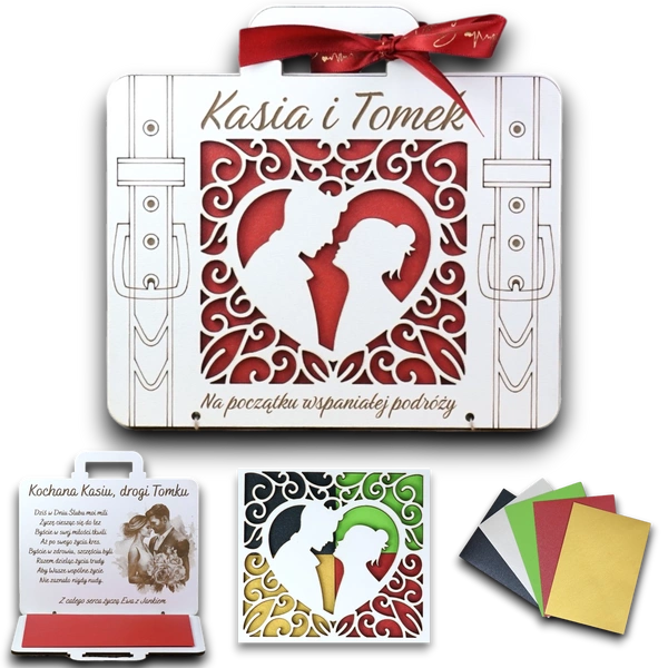 Koperta na pieniądze z okazji Ślubu - biała z grawerem