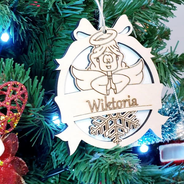 Drewniana Bombka Aniołek 