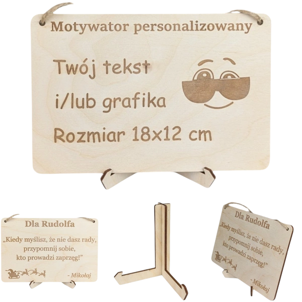 Tabliczka grawer "Motywator" - 18x12 cm - Drewniana na prezent z gratisem