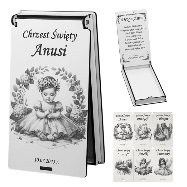 Pudełko personalizowane na pieniądze z okazji Chrztu Świętego dla dziewczynki - różne wzory
