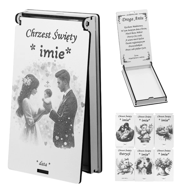Pudełko personalizowane na pieniądze z okazji Chrztu Świętego uniwersalne - różne wzory