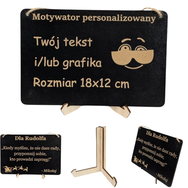 Tabliczka grawer "Motywator" - 18x12 cm - Czarna na prezent z gratisem