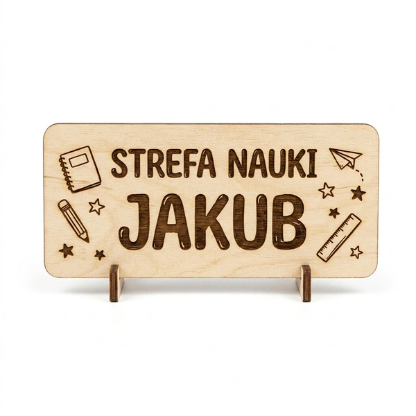 Personalizowana tabliczka na biurko ucznia z Twoim imieniem Drewniany Wiking