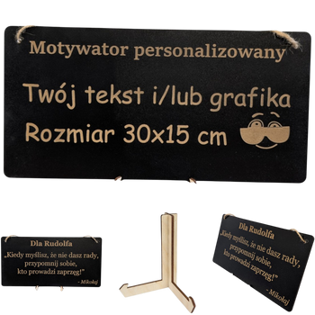 Tabliczka grawer "Motywator" - 30x15 cm - Czarna na prezent z gratisem