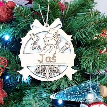 Drewniana Bombka 'Bałwanek'