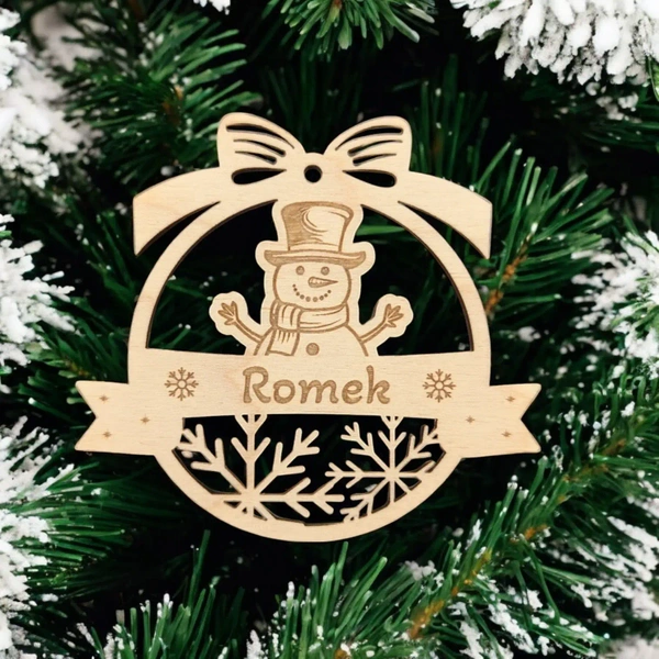 Bombka drewniania - Bałwanek - z twoim imieniem (grawer/personalizacja)