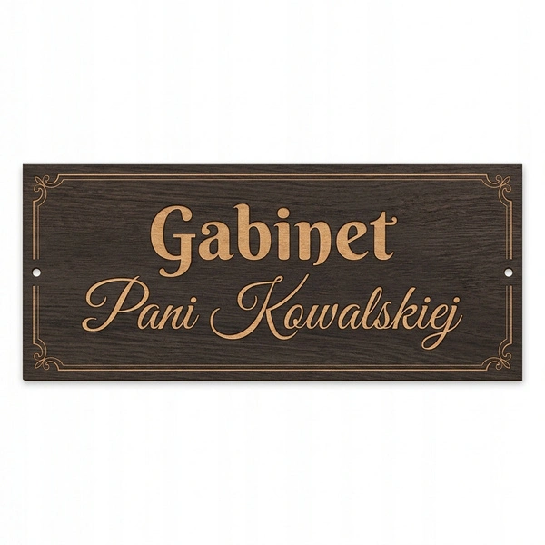 Elegancka tabliczka na drzwi z Twoim imieniem Gabinet Nauczyciela – HDF wenge