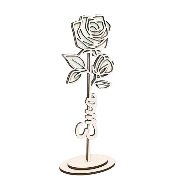  Drewniany kwiat róża z imieniem