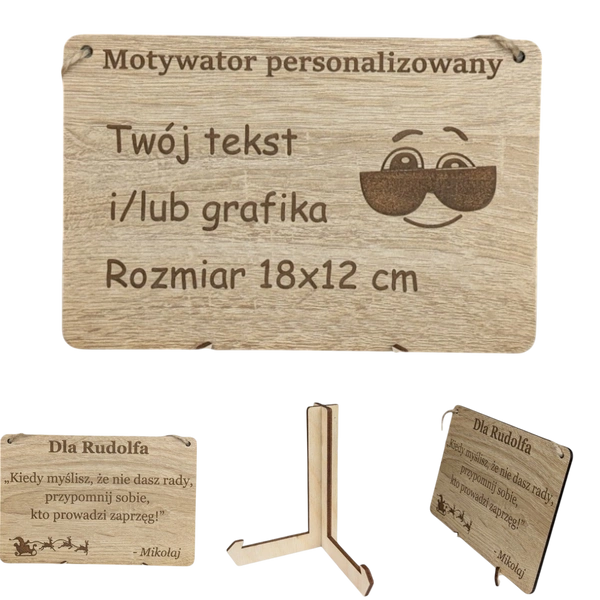 Tabliczka grawer "Motywator" - 18x12 cm - Dąb na prezent z gratisem