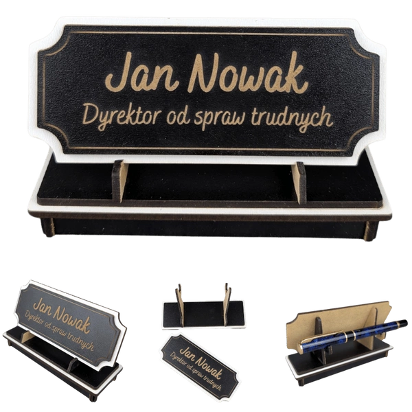 Tabliczka na biurko  - Personalizowana - "Znak Jarla" Czarno-biała