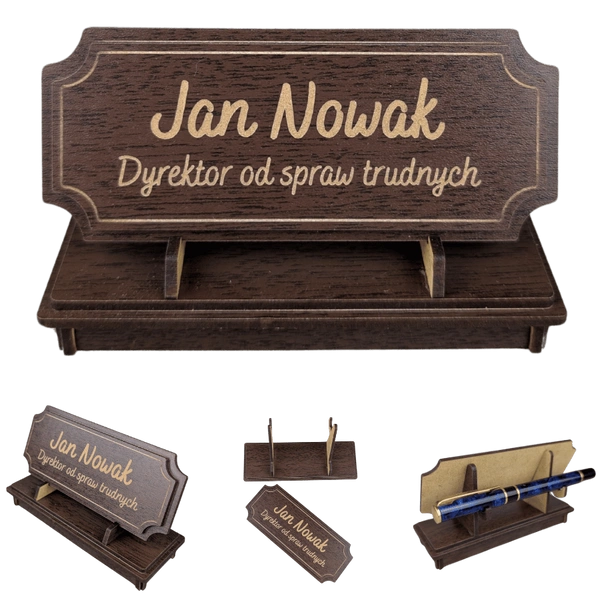 Tabliczka na biurko  - Personalizowana - "Znak Jarla" Wenge