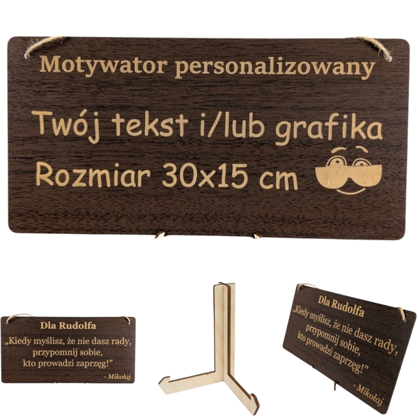 Tabliczka grawer "Motywator" - 30x15 cm - Wenge na prezent z gratisem