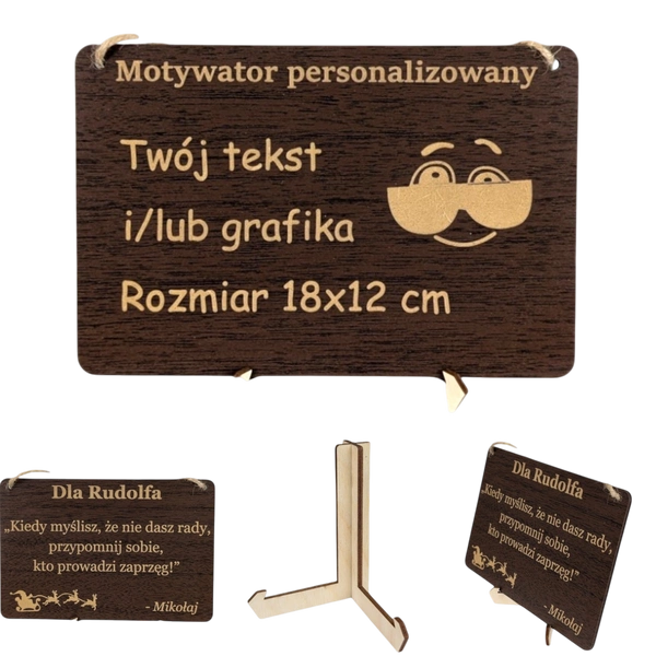 Tabliczka grawer "Motywator" - 18x12 cm - Wenga na prezent z gratisem