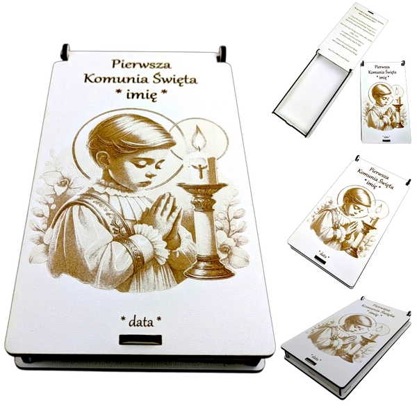 Pudełko personalizowane na Pierwszą Komunię Świętą na pieniądze Chłopiec