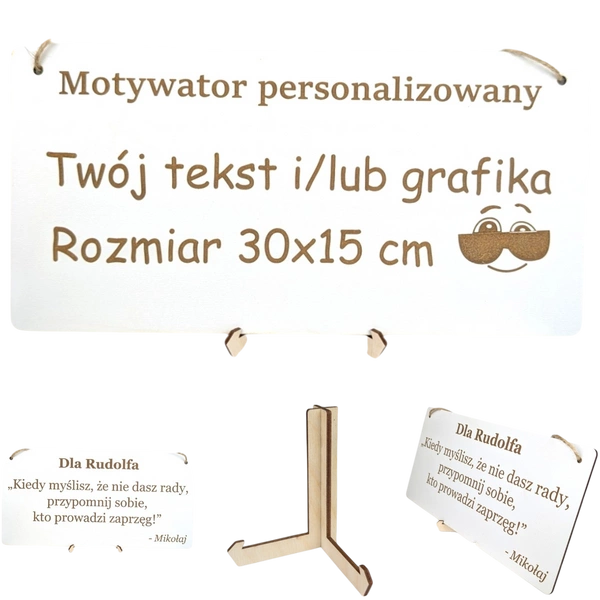 Tabliczka grawer "Motywator" - 30x15 cm - Biała na prezent z gratisem