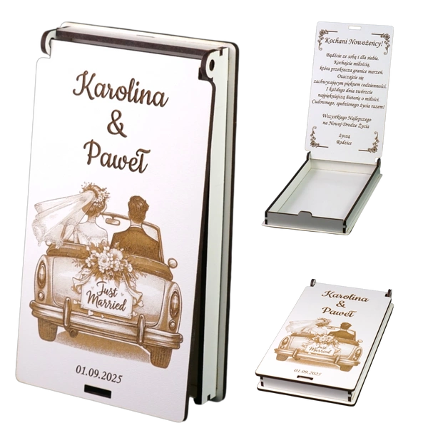 Pudełko personalizowane na pieniądze z okazji Ślubu - różne wzory