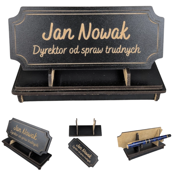 Tabliczka na biurko  - Personalizowana - "Znak Jarla" Czarna