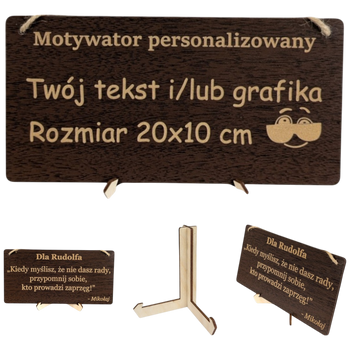 Tabliczka grawer "Motywator" - 10x20 cm - Wenge na prezent z gratisem