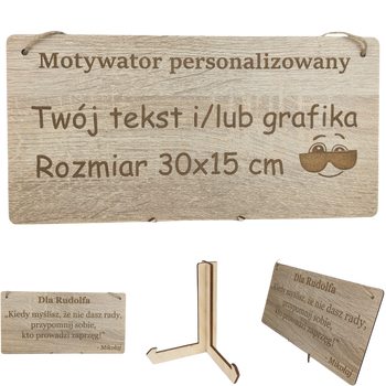 Tabliczka grawer "Motywator" - 30x15 cm - Dąb na prezent z gratisem