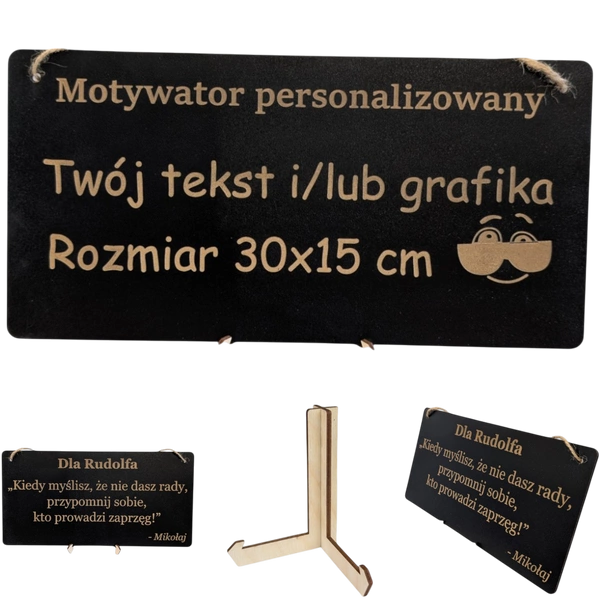 Tabliczka grawer "Motywator" - 30x15 cm - Czarna na prezent z gratisem