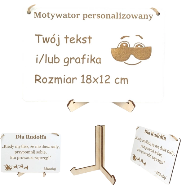Tabliczka grawer "Motywator" - 18x12 cm - Biała na prezent z gratisem