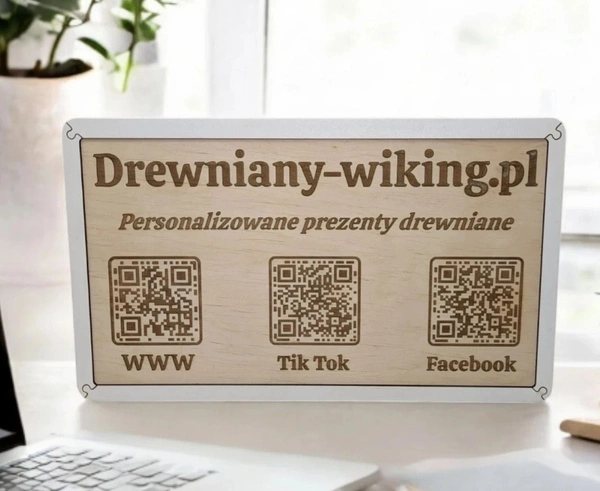 Tabliczka duża grawerowana naturalna upominek kod QR