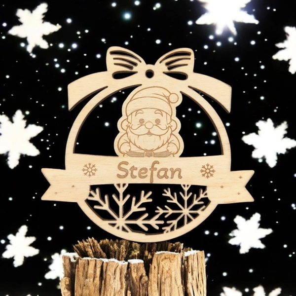 Bombka drewniania - Mikołaj - z twoim imieniem (grawer/personalizacja)