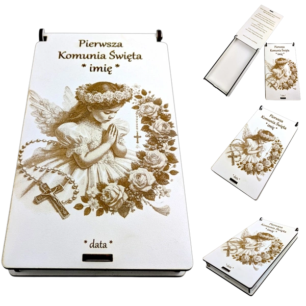 Pudełko personalizowane na Pierwszą Komunię Świętą na pieniądze Dziewczynka