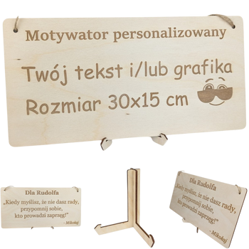 Tabliczka grawer "Motywator" - 30x15 cm - Drewniana na prezent z gratisem